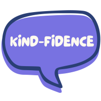 speech bubble that says "kind-fidence"